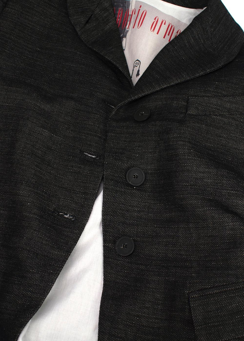 Emporio Armani Grey Pinstripe Wool Single Breasted Blazer