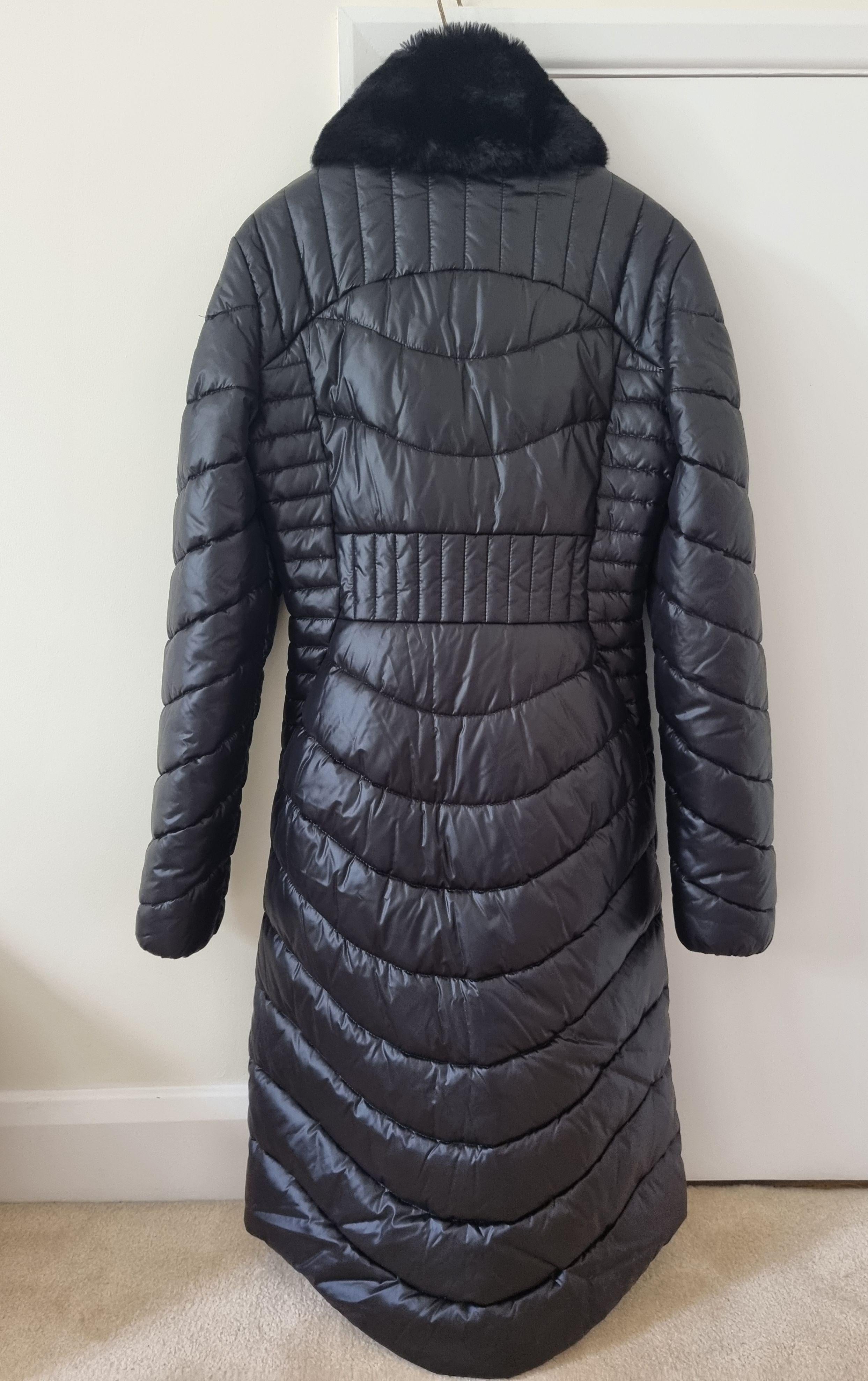 black nylon & faux-fur padded jacket