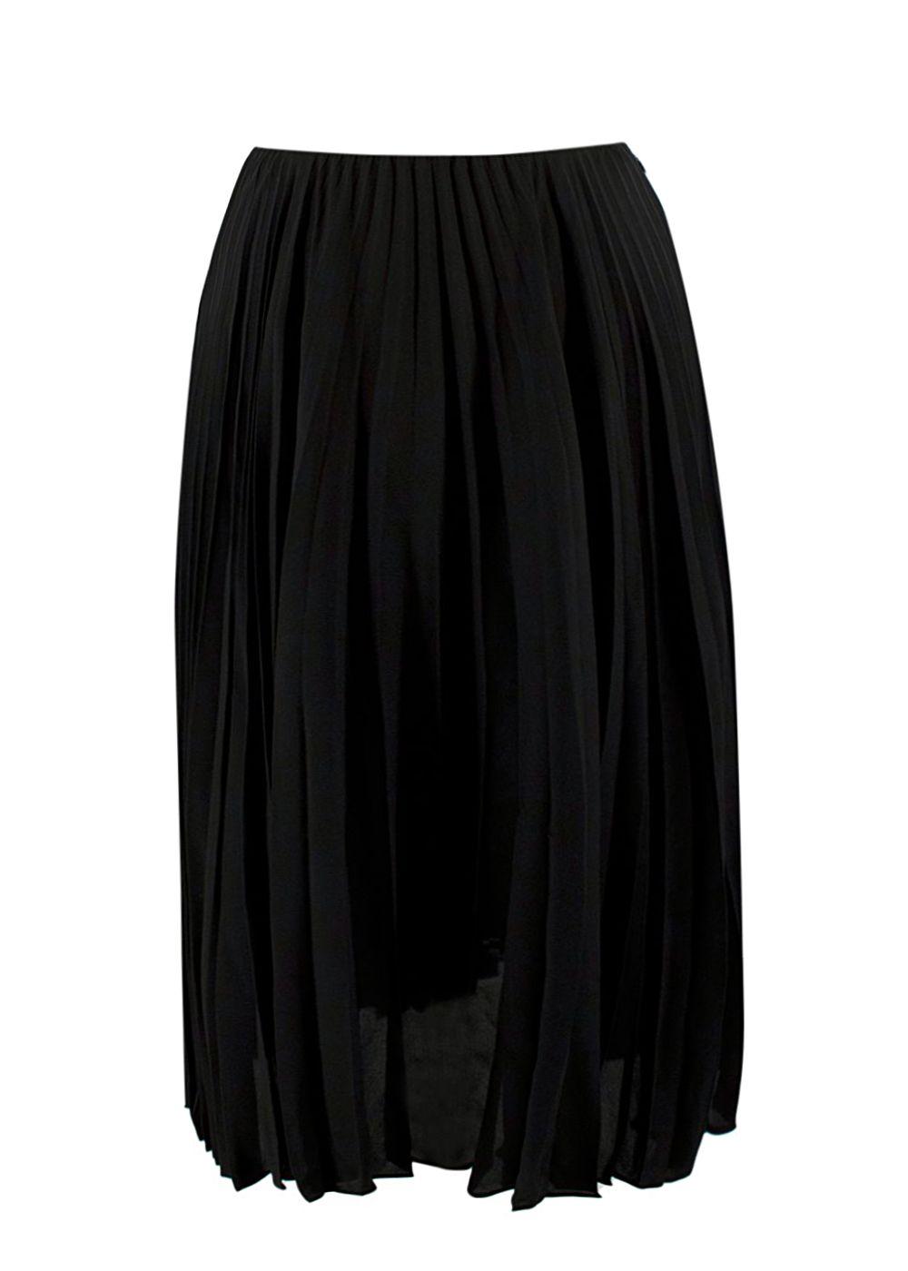 Valentino Black Pleated Satin Skirt