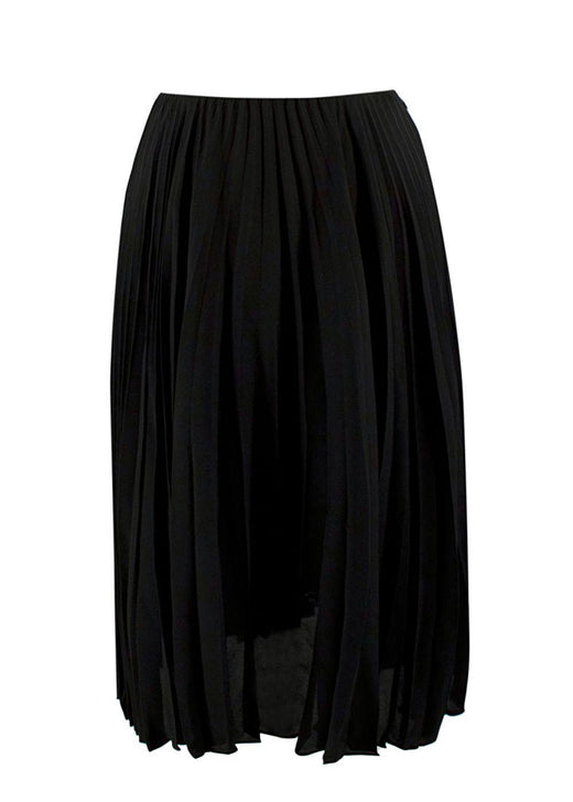 Valentino Black Pleated Satin Skirt