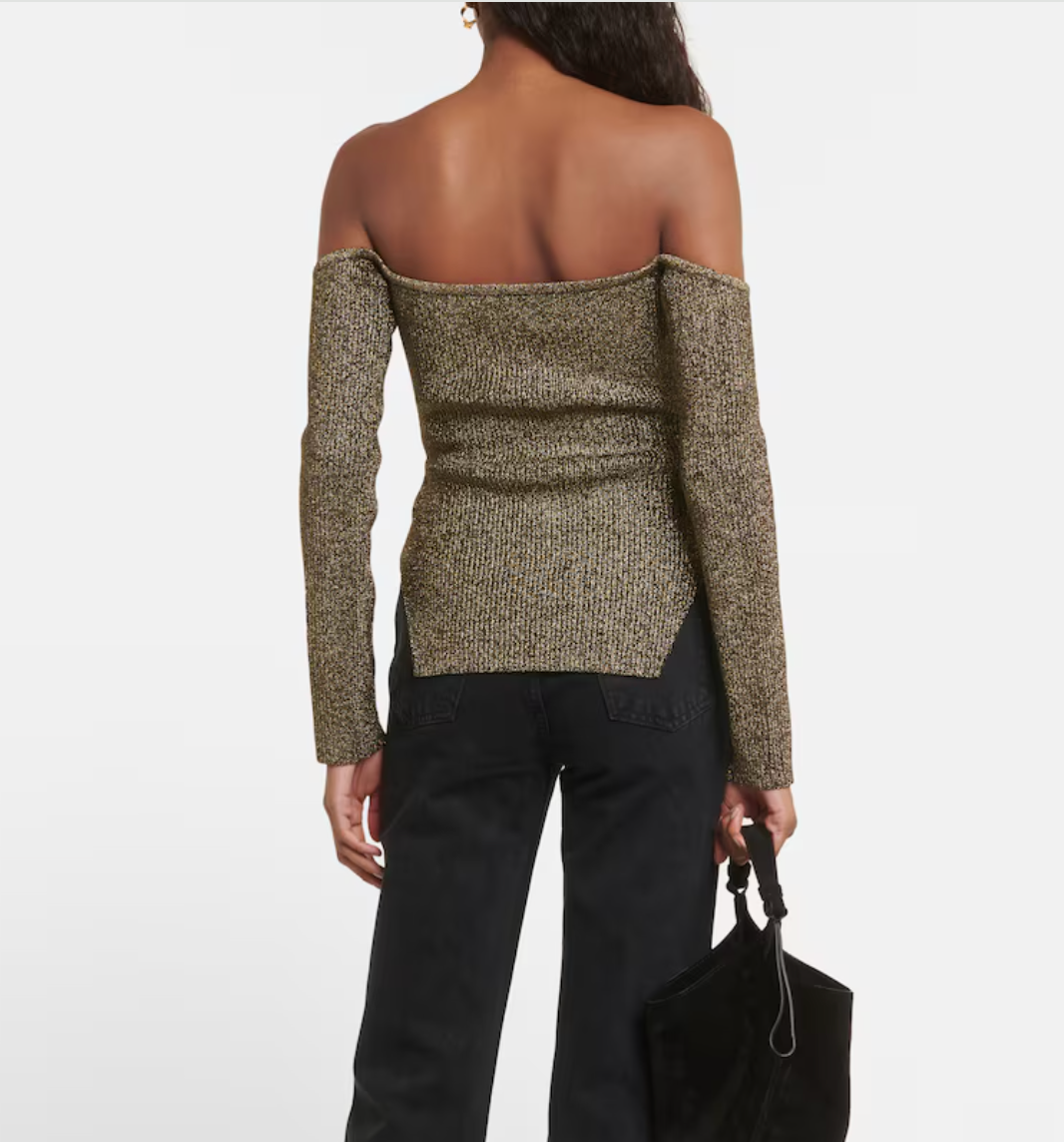 Khaite MARIA LS BARDOT SWEATER XS GOLD 917
