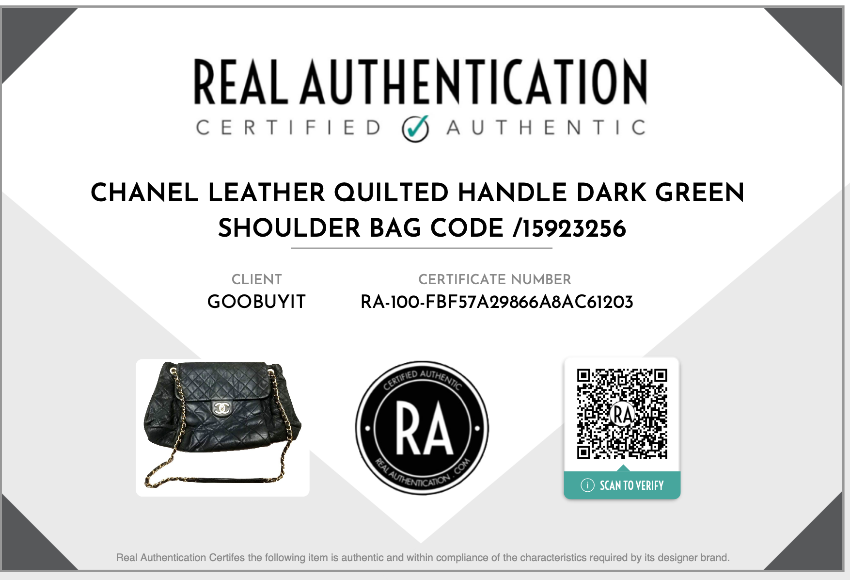 Chanel Dark Green Calfskin Shoulder Bag