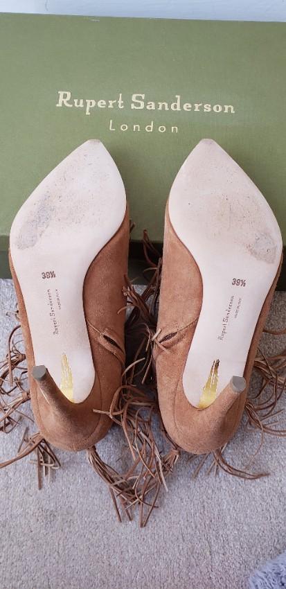 Rupert Sanderson Tassel Detail Tan Suede Ankle Boots