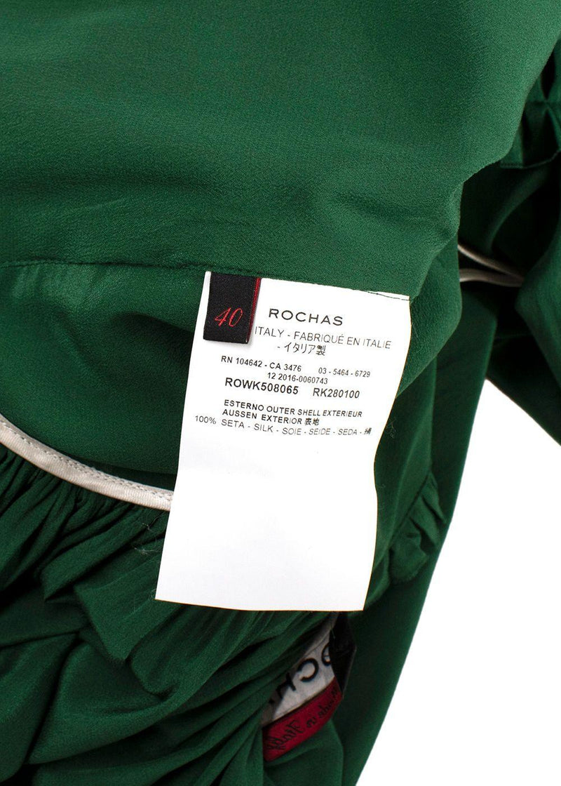 Rochas Green Pleated Open Back Dress