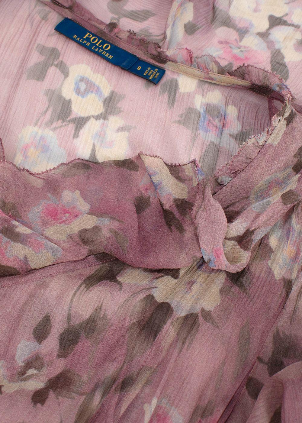 Polo Ralph Lauren Mauve Tulle Floral Midii Dress