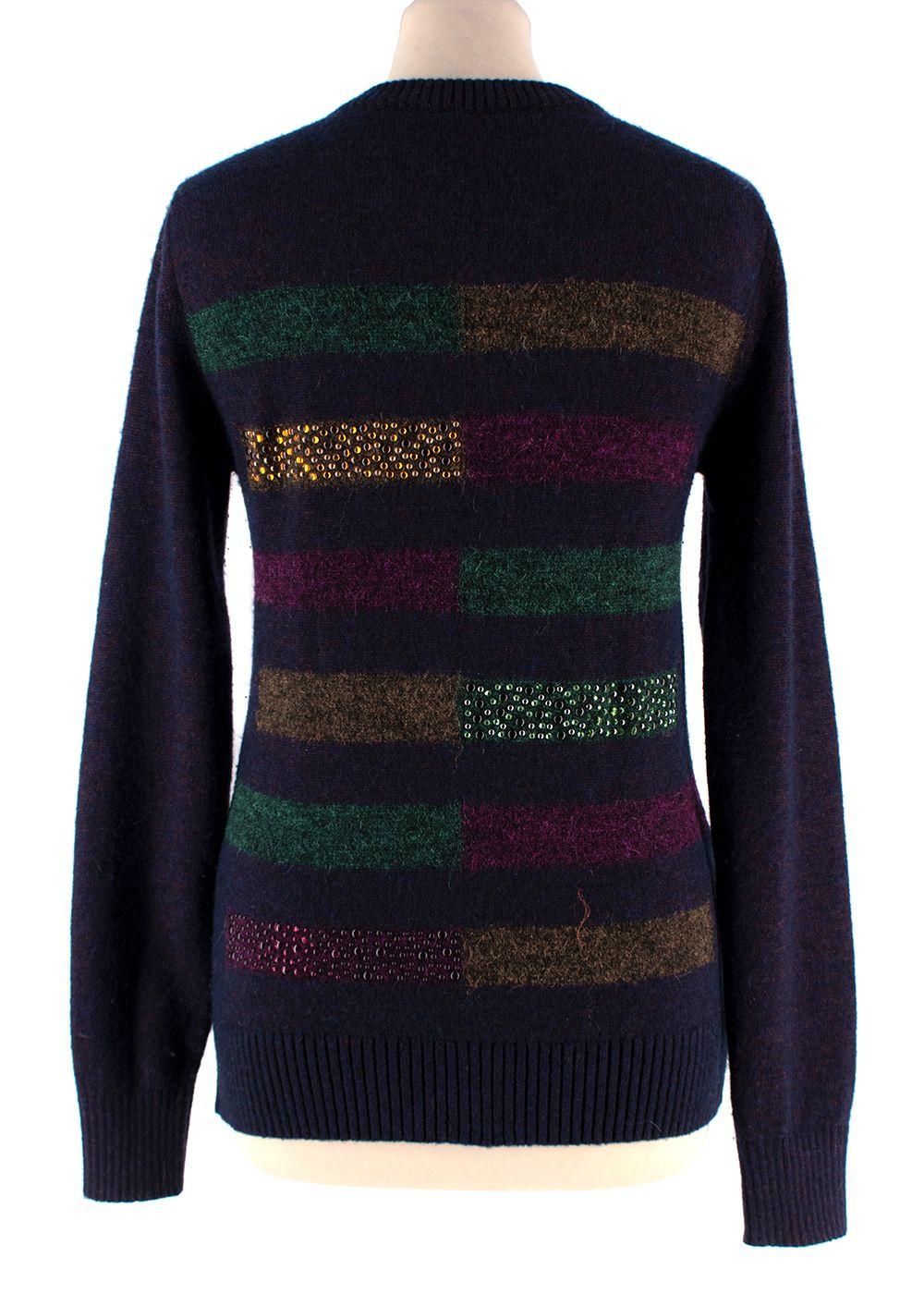 Chanel Multicoloured Crystal Embellished Striped Jumper