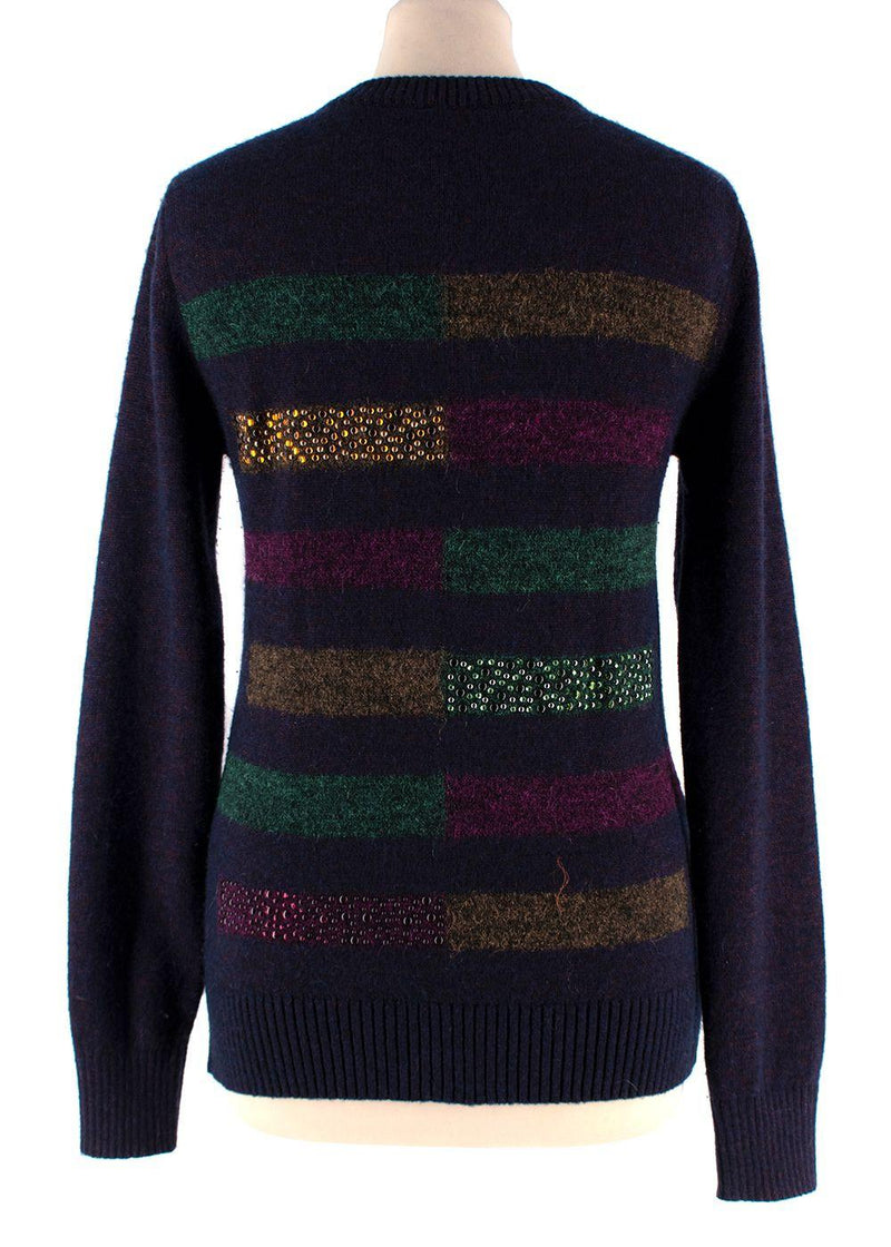 Chanel Multicoloured Crystal Embellished Striped Jumper