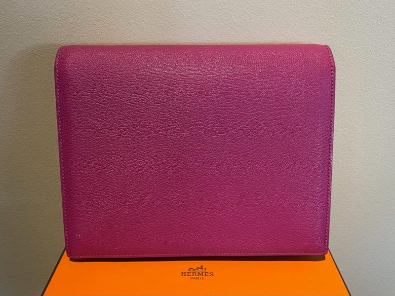 Hermes Magnolia Mysore Goatskin Verrou Clutch PHW