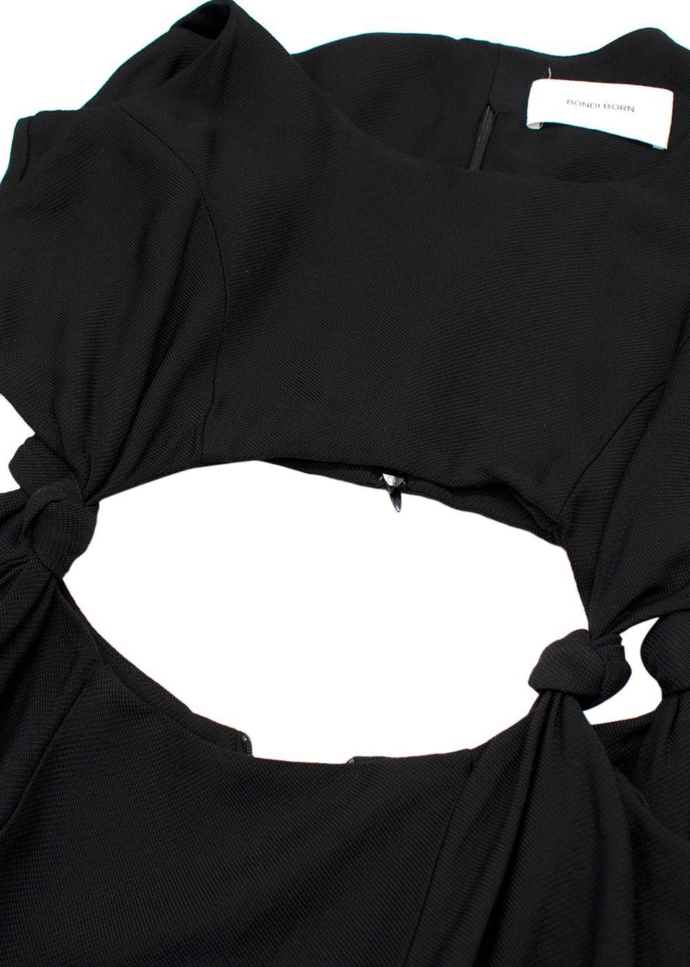 Bondi Born Black Tenerife Knotted Cutout Gauze Midi Dress