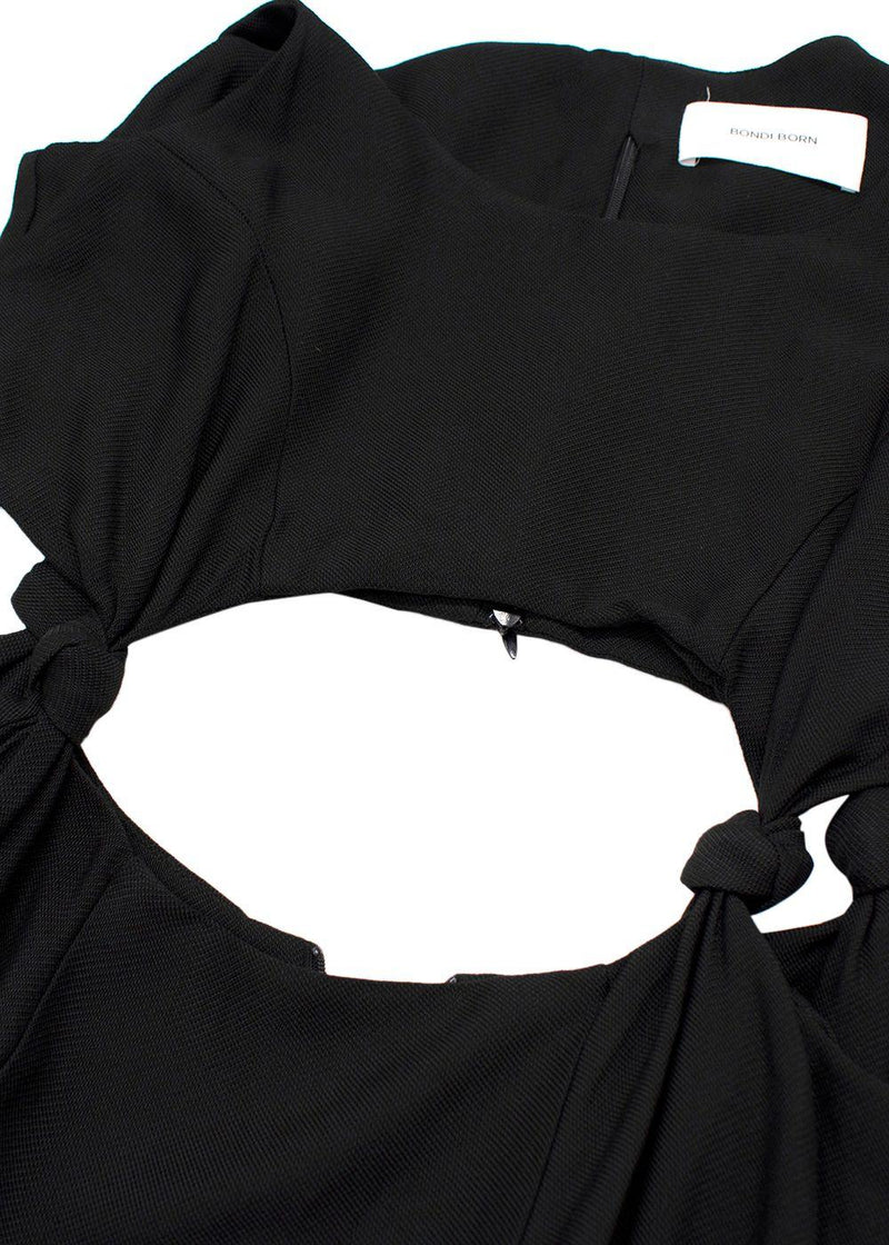 Bondi Born Black Tenerife Knotted Cutout Gauze Midi Dress