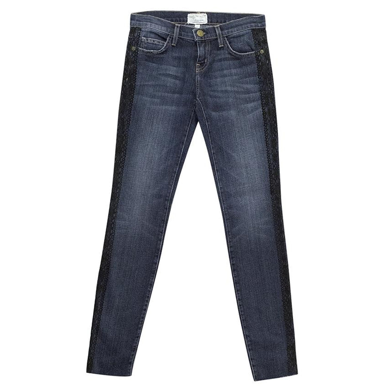 Current Elliot Skinny rolled ankle Jeans with Loved Tux Black Lace