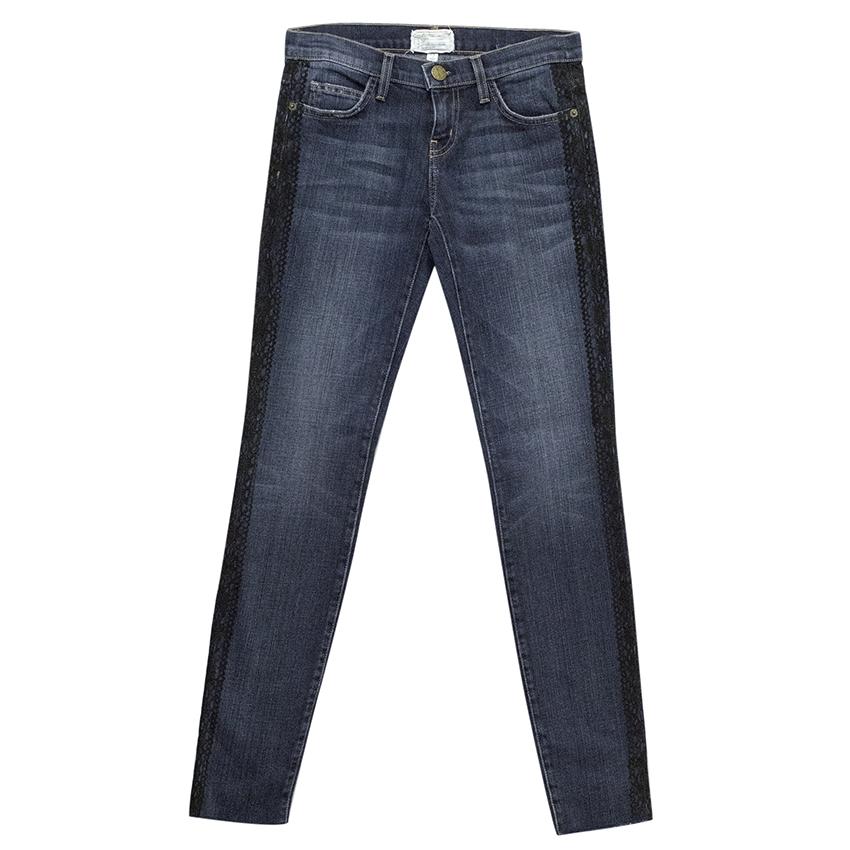 Current Elliot Skinny rolled ankle Jeans with Loved Tux Black Lace