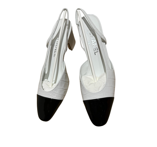 Chanel Mock Croc Slingback Sandals