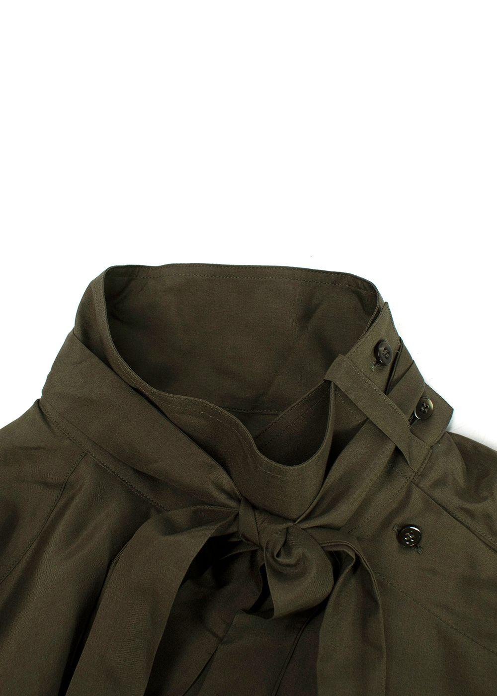 Valentino Khaki Neck Tie Detailed Asymmetric Tunic Dress