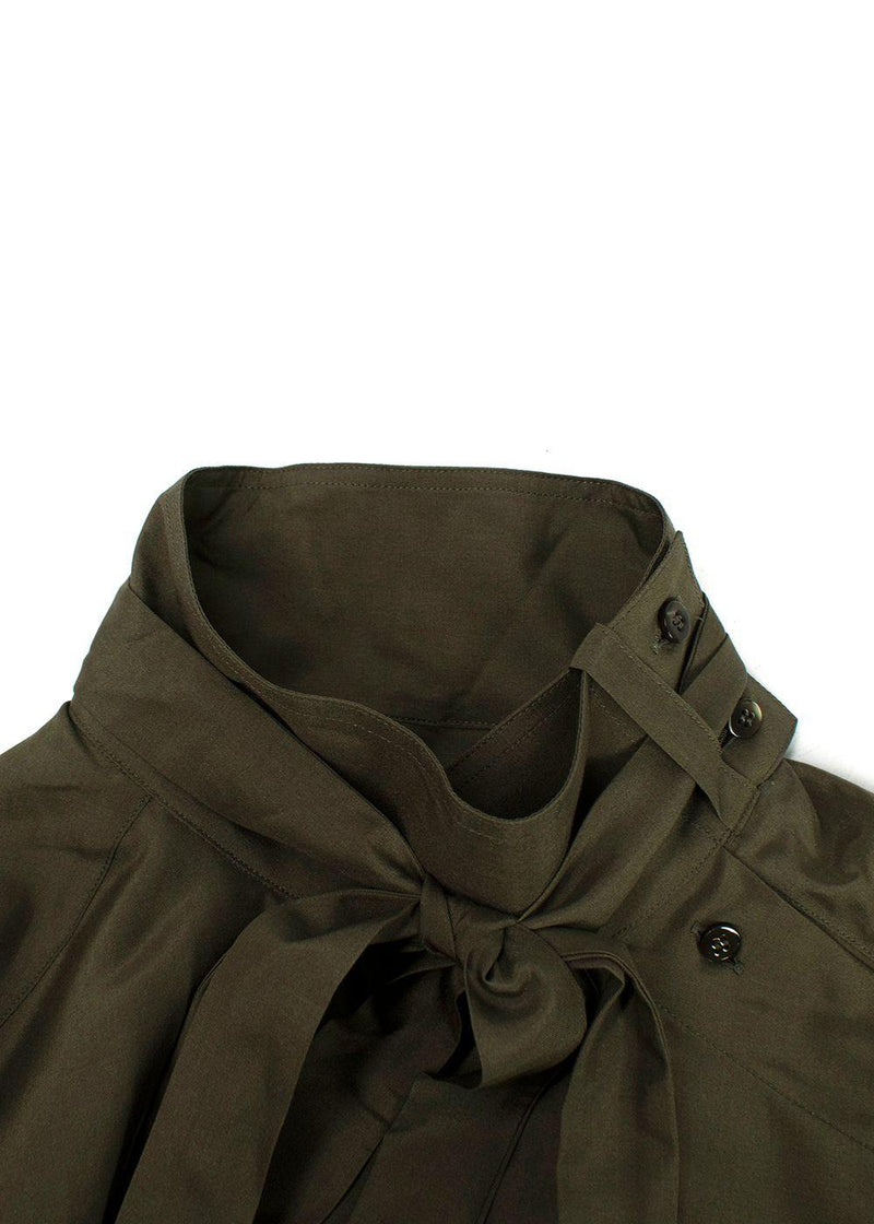 Valentino Khaki Neck Tie Detailed Asymmetric Tunic Dress