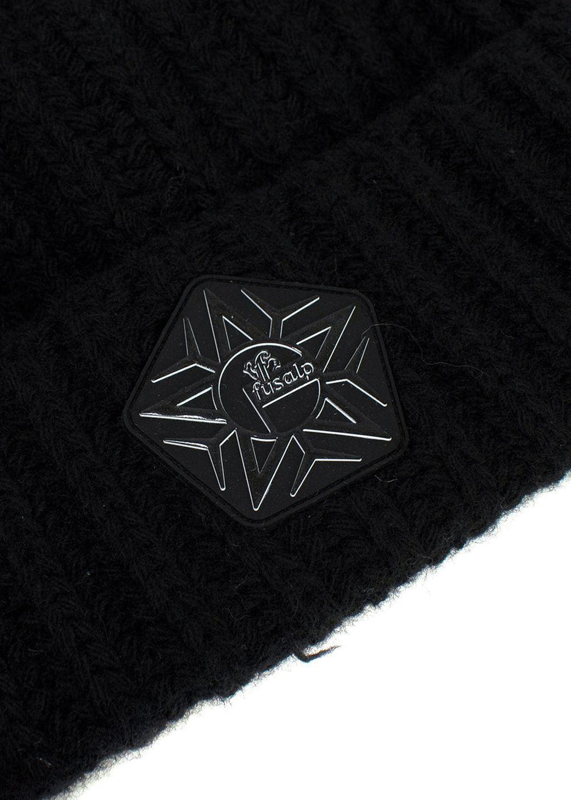 Fusalp x Zenith Black Ribbed Wool Beanie and Scarf Set