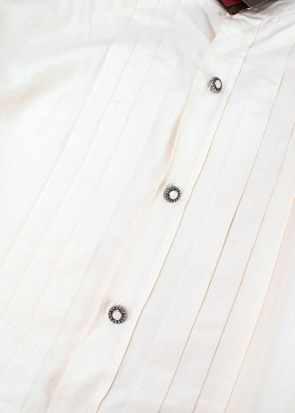 Etro Cream Pleated Detail Silk Tunic