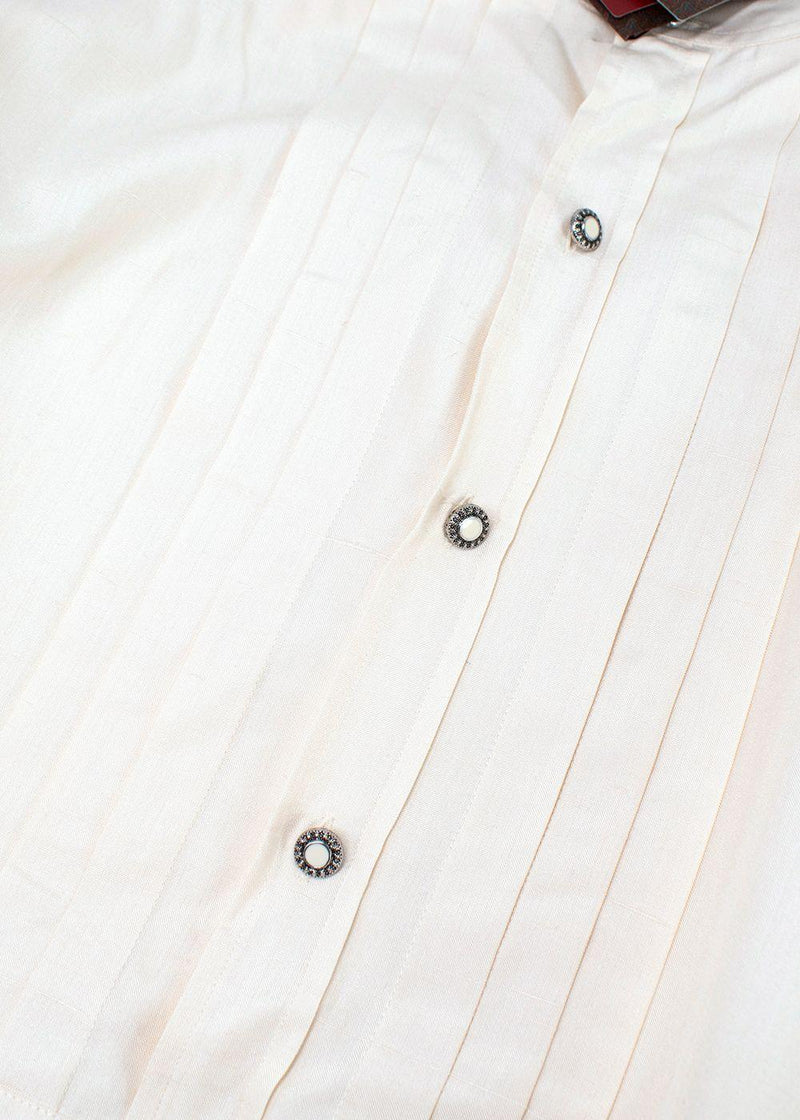 Etro Cream Pleated Detail Silk Tunic