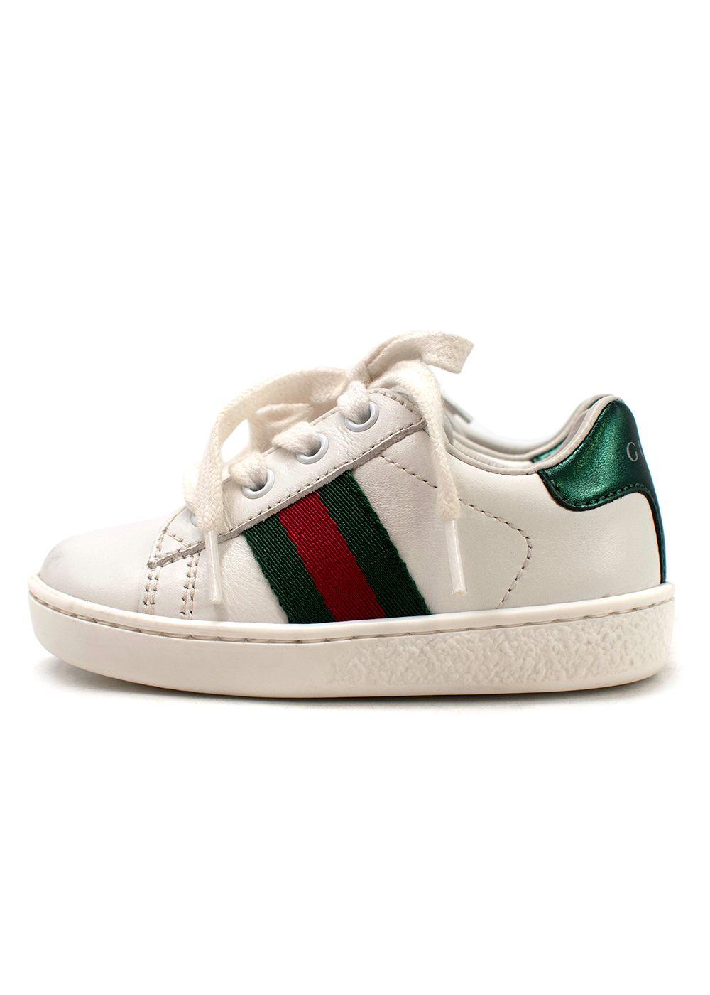 Gucci White Infants New Ace Lace Up Trainers