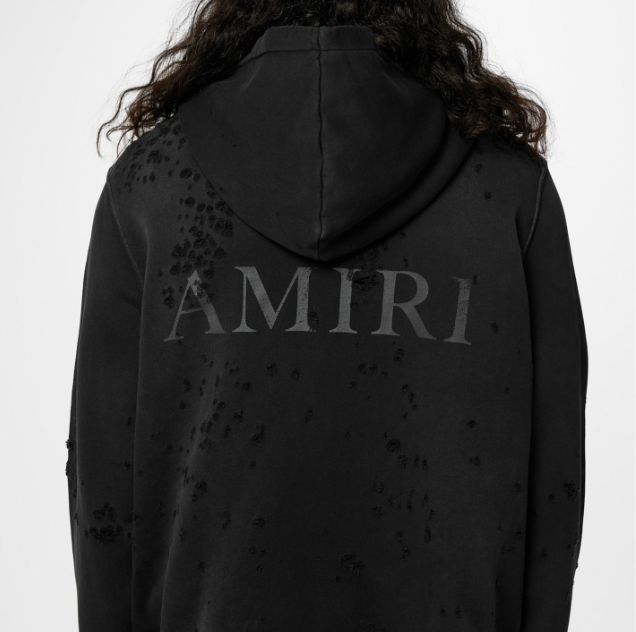 Amiri Black Distressed Shotgun Zip Hoodie SN24