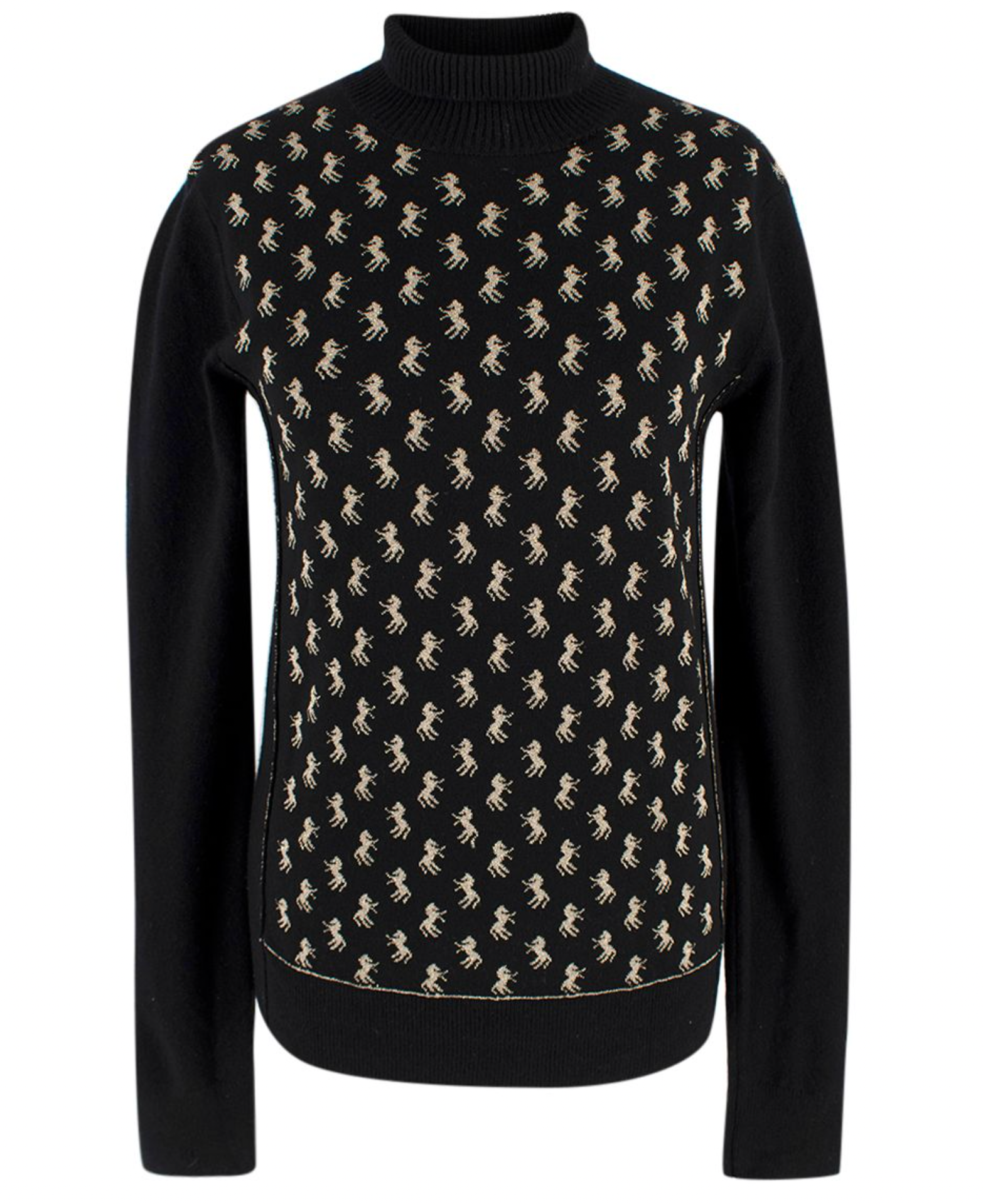 Chloe Black Gold Horse Turtleneck Sweater