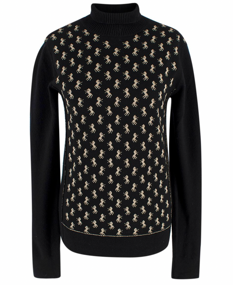 Chloe Black Gold Horse Turtleneck Sweater