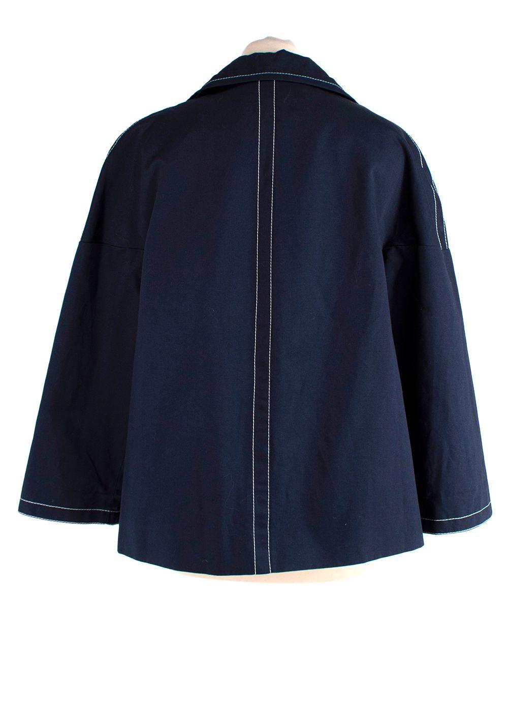 Marni Blue Boxy Jacket with Contrast Stitching