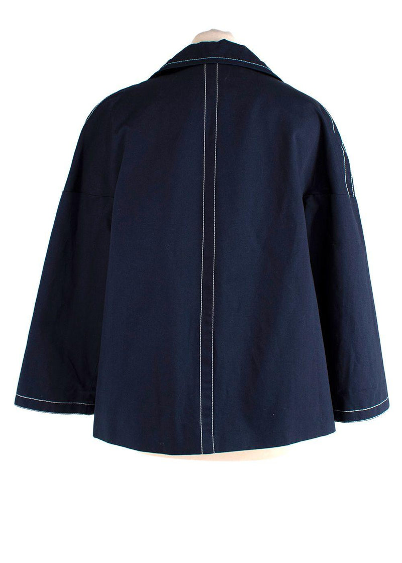Marni Blue Boxy Jacket with Contrast Stitching