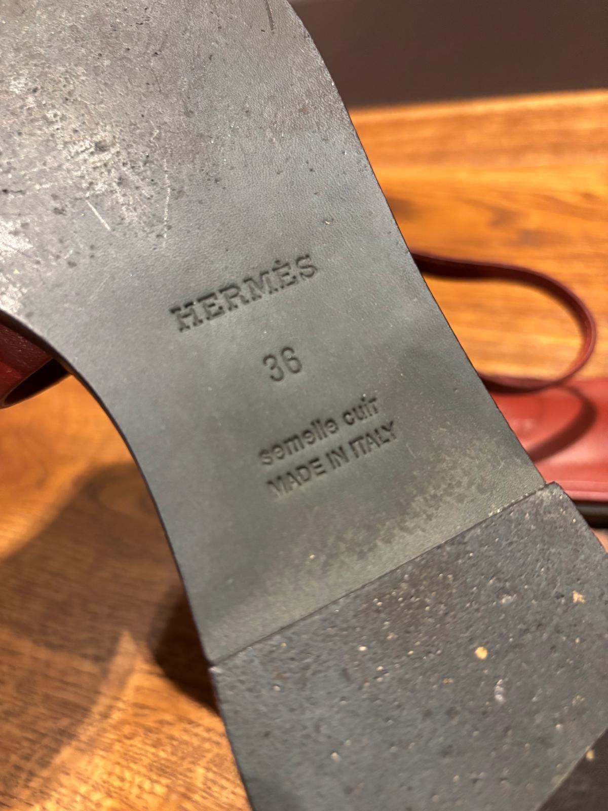 Hermes Rouge Leather Sandals