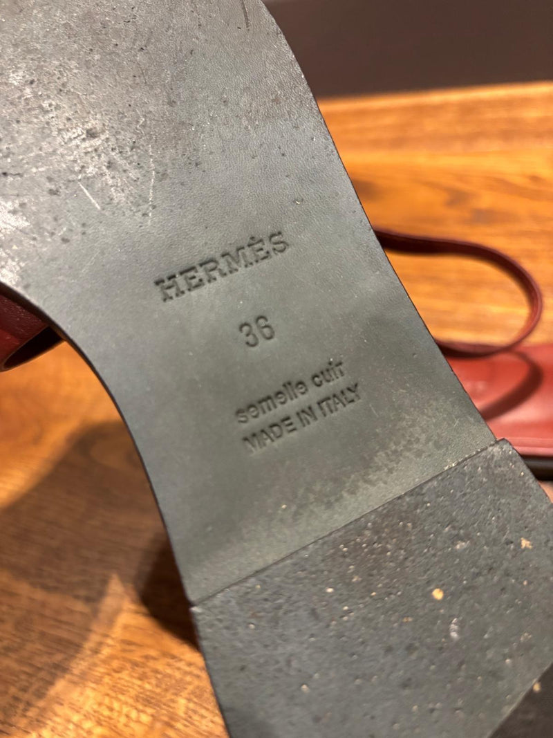Hermes Rouge Leather Sandals
