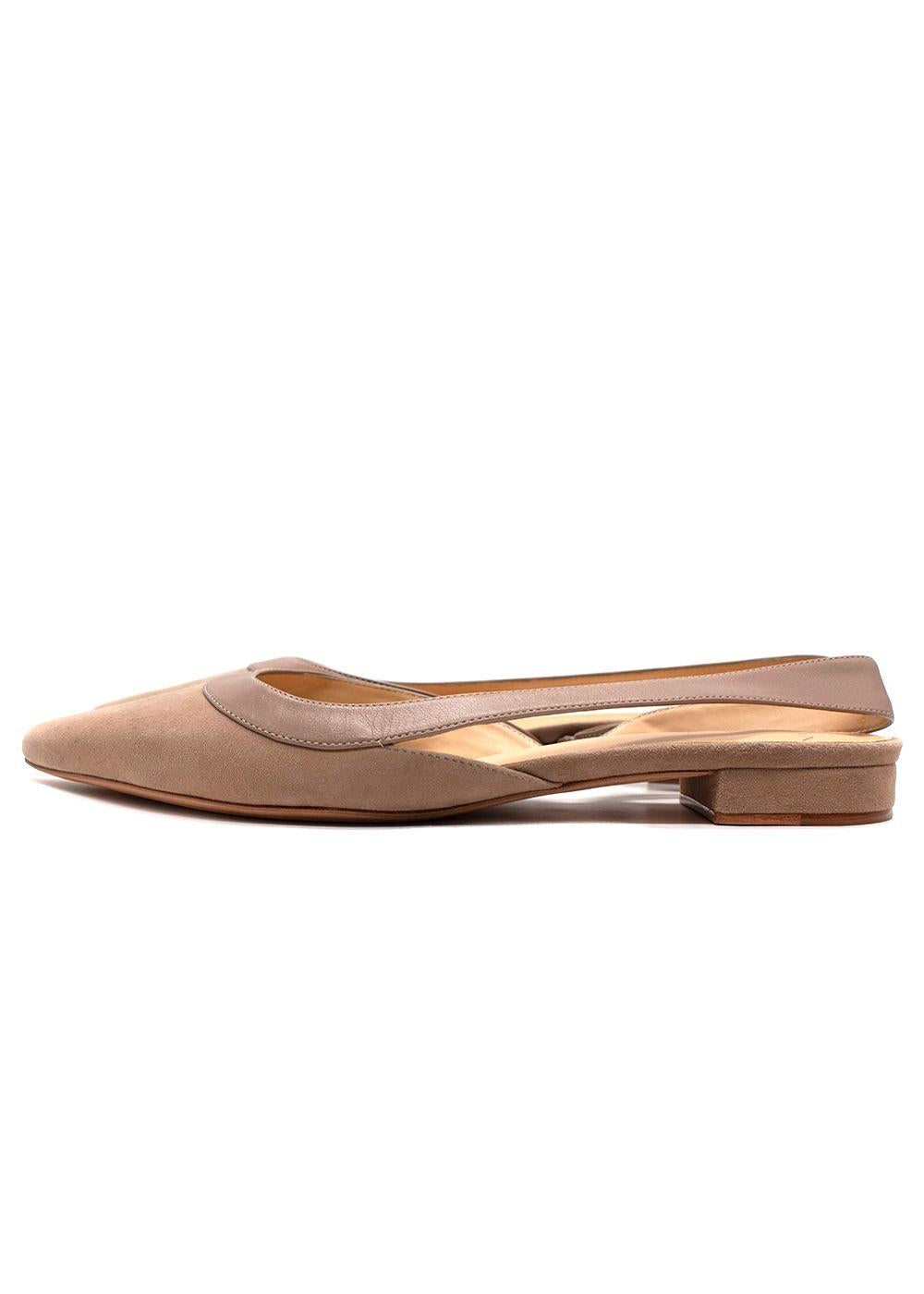 Alexandre Birman Taupe Suede Slingback Flats