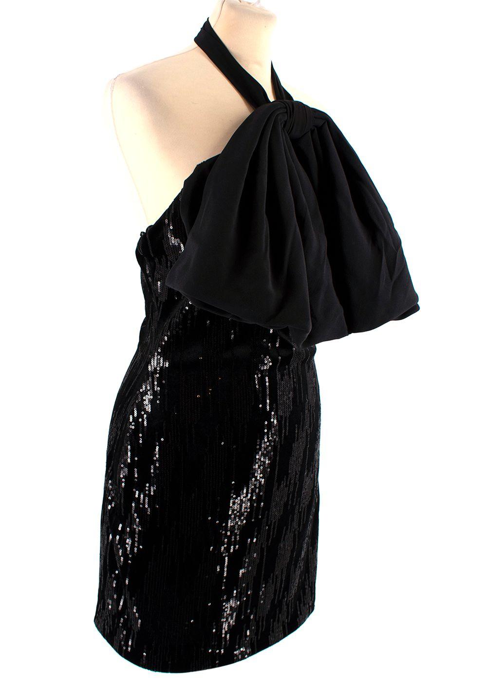 Redemption chenille, satin & sequin bow mini dress