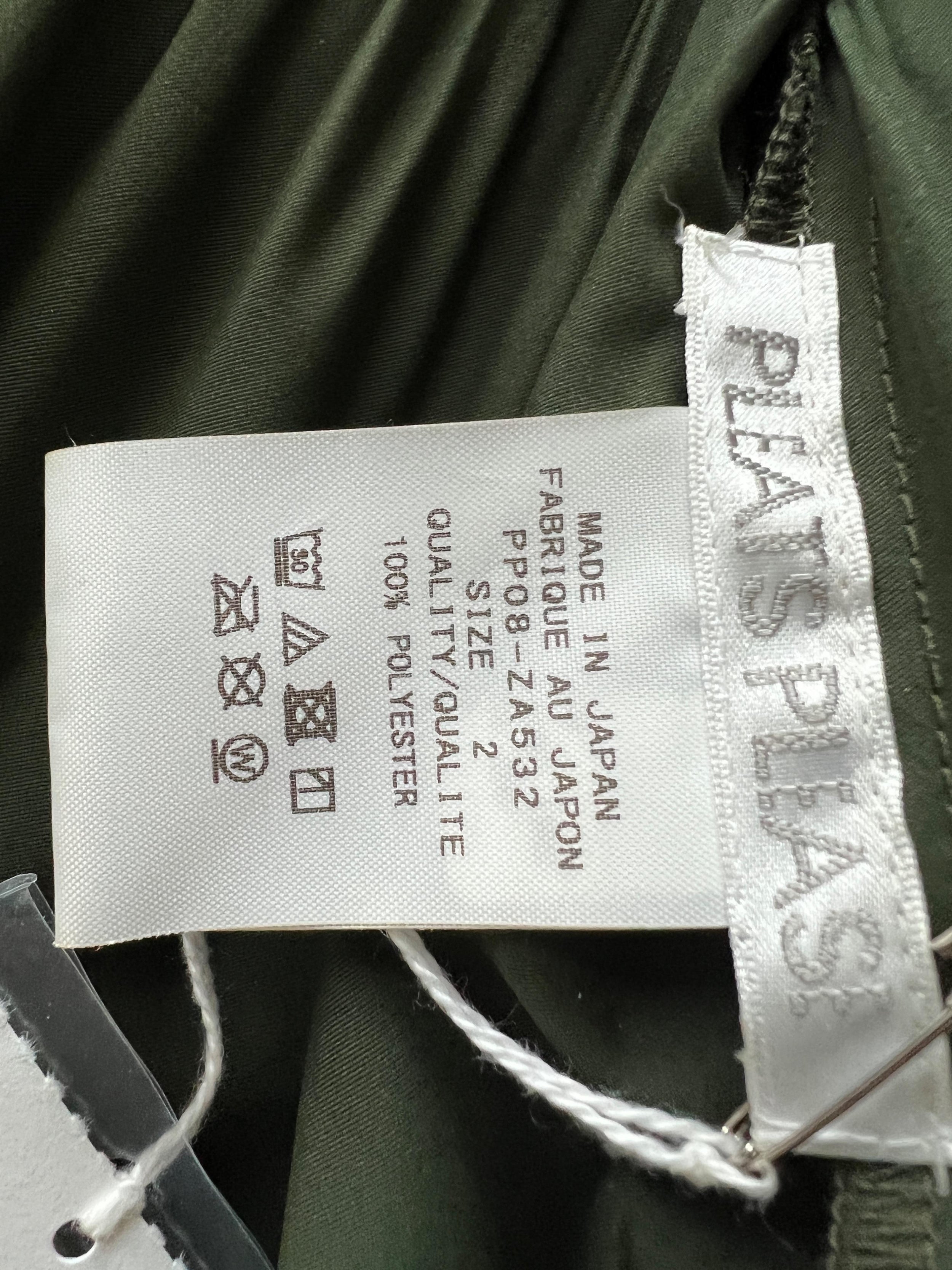 Khaki Double Breasted Pleated Coat