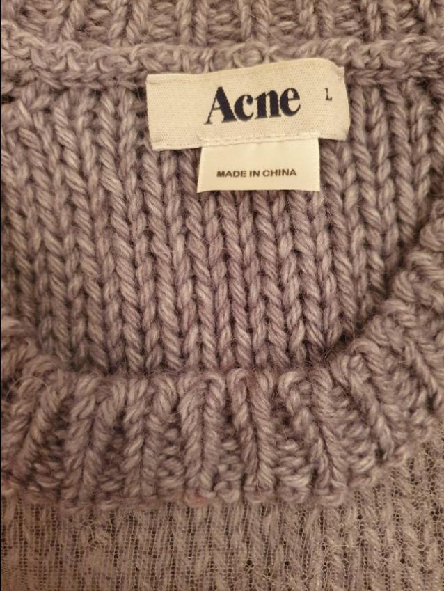 Acne Grey Mesh Panel Knit Jumper