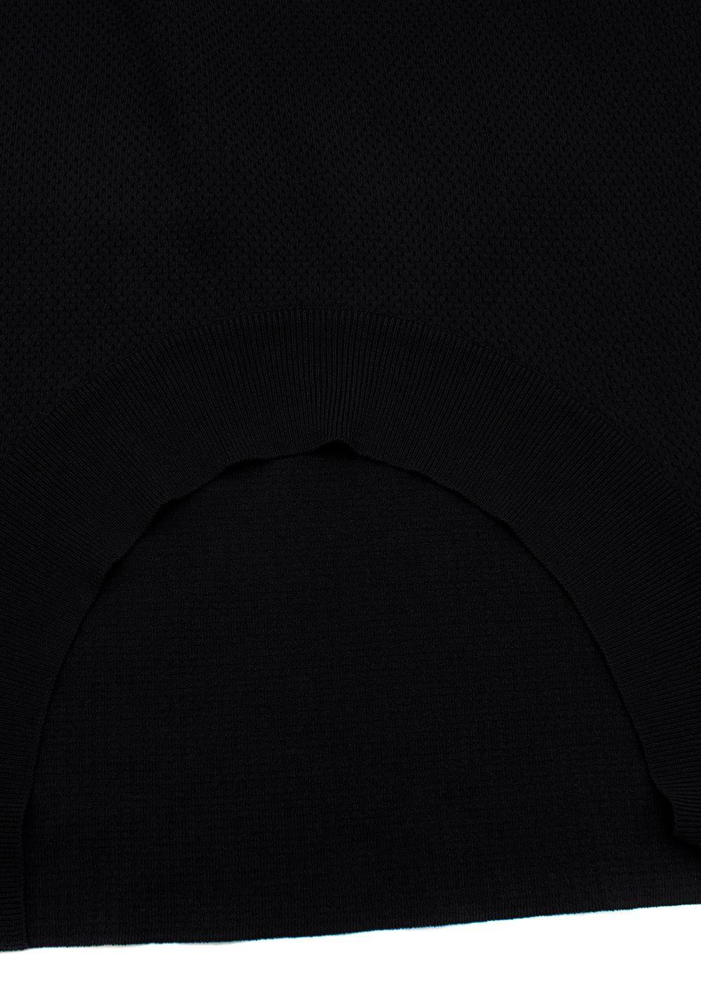 Black Textured Knit Curved Hem Mini Skirt