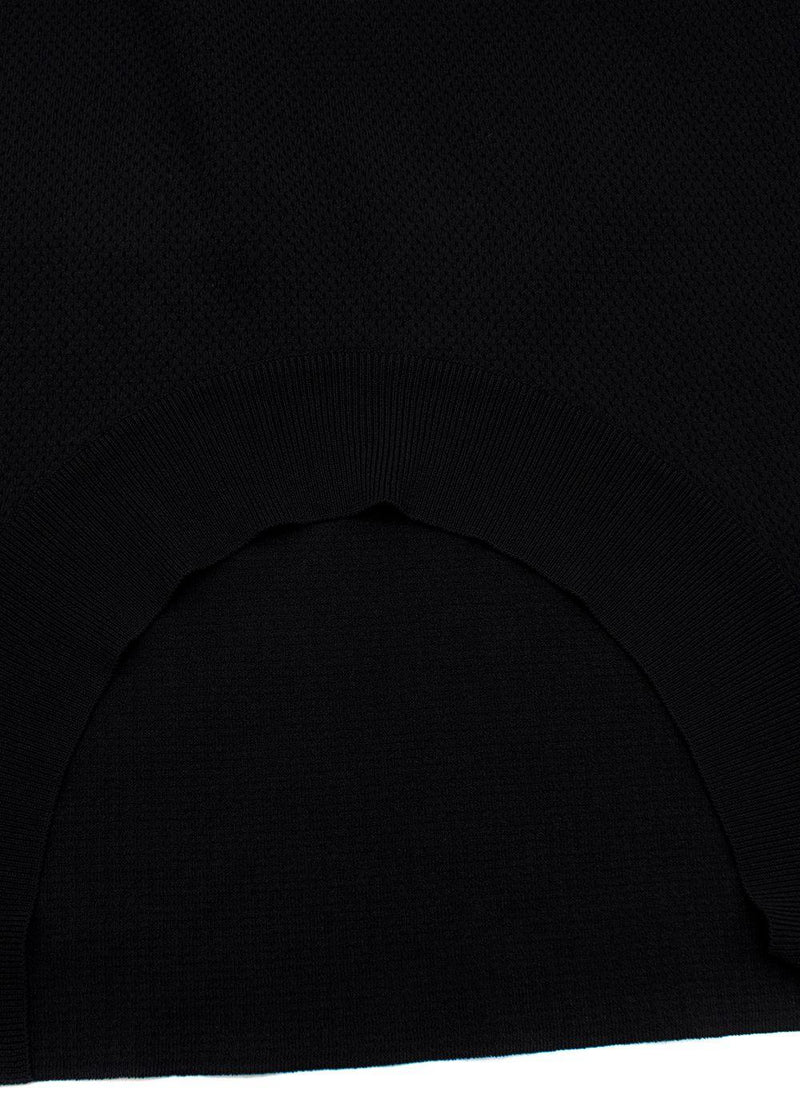 Black Textured Knit Curved Hem Mini Skirt