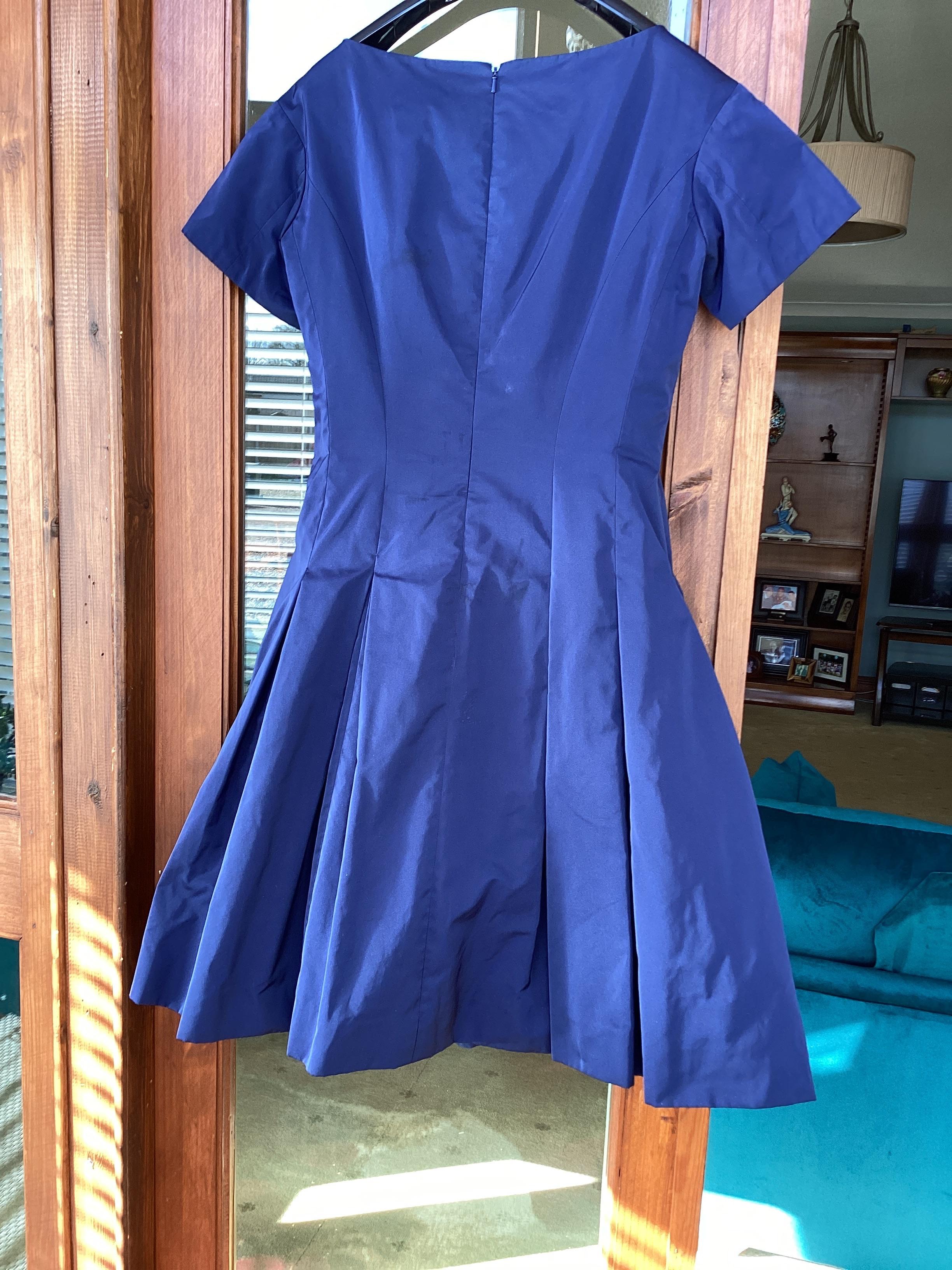 Box Pleated Short Sleeved Silk Blend Dress