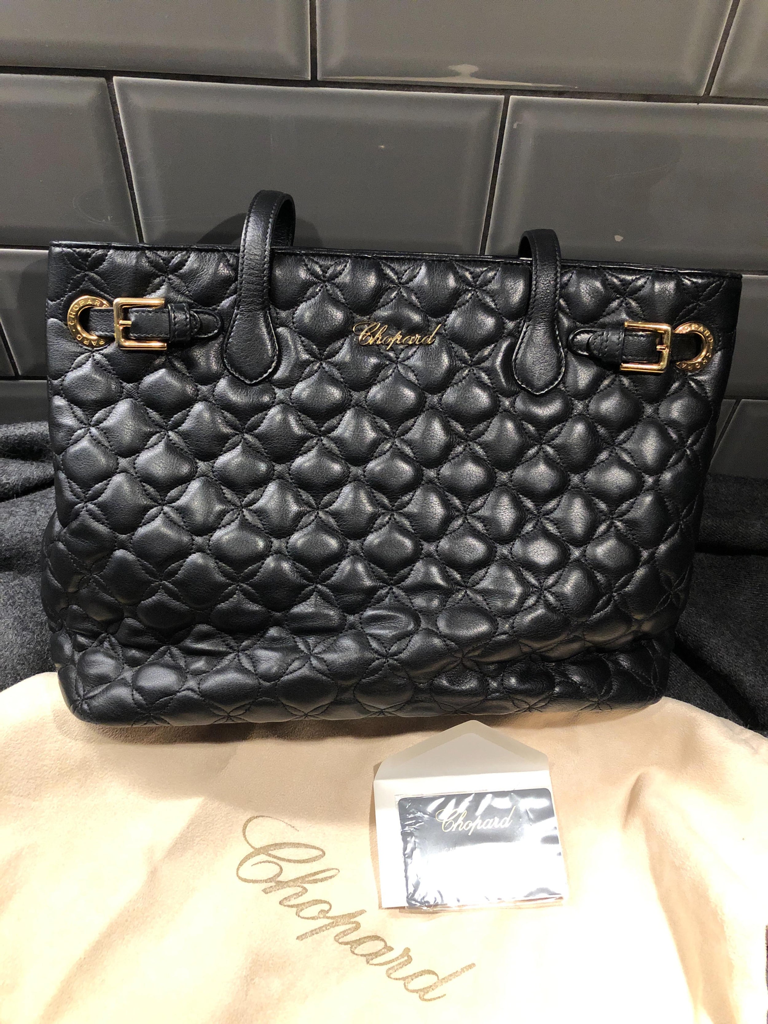 Black Quilted Leather Tote