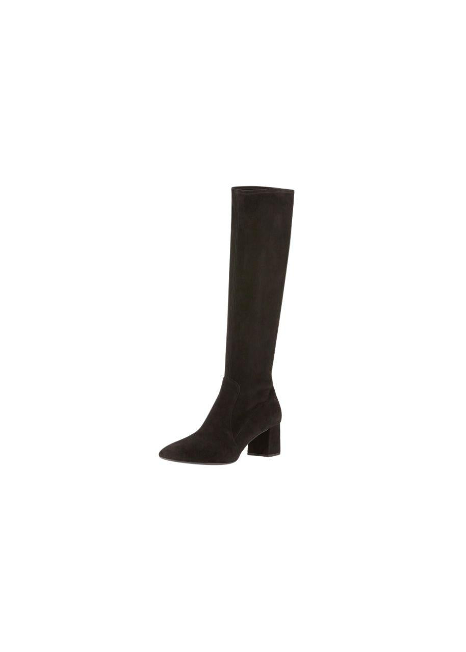 Suede Square-Toe Knee Boots