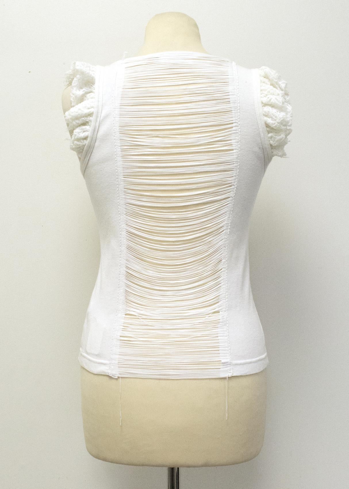 Matthew Williamson White Lace and Fringe Detailing Top