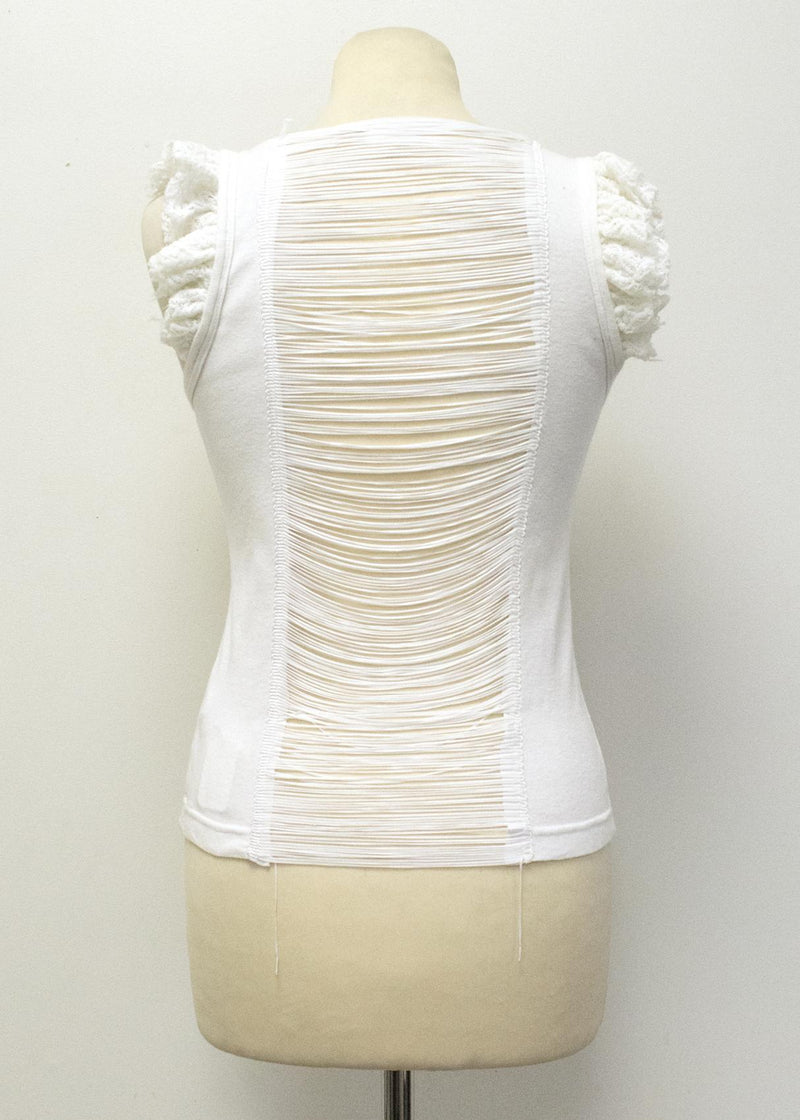 Matthew Williamson White Lace and Fringe Detailing Top