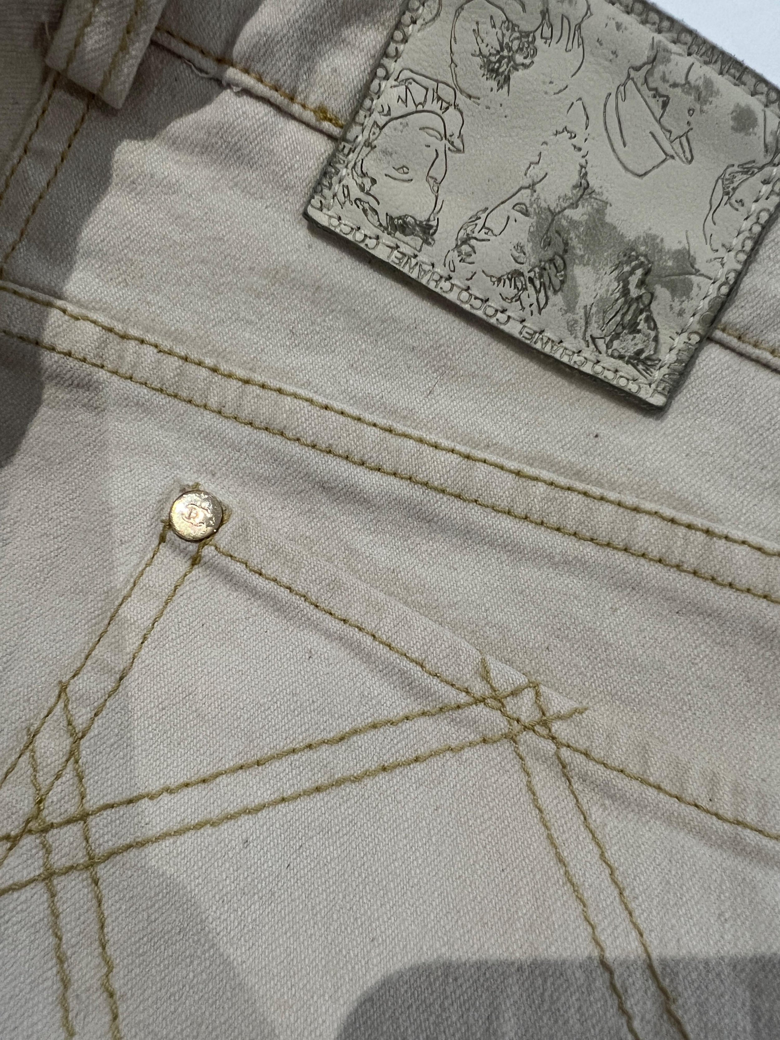 White Pocket Detail Straight Leg Jeans