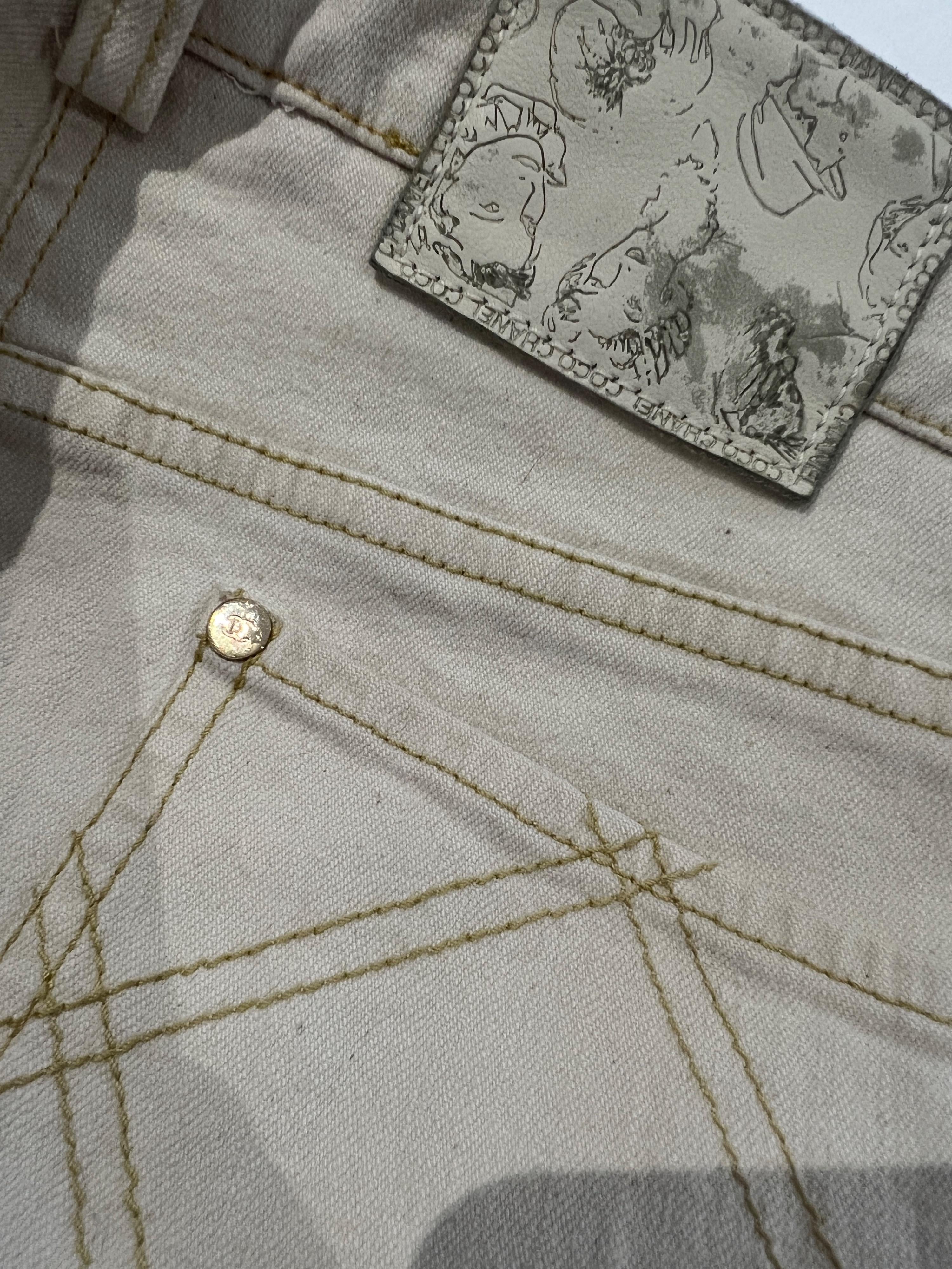 White Pocket Detail Straight Leg Jeans