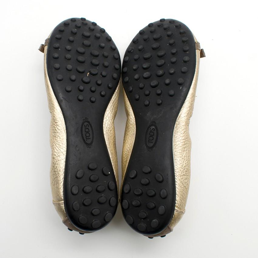 Tod's Gold Driving Ballerinas