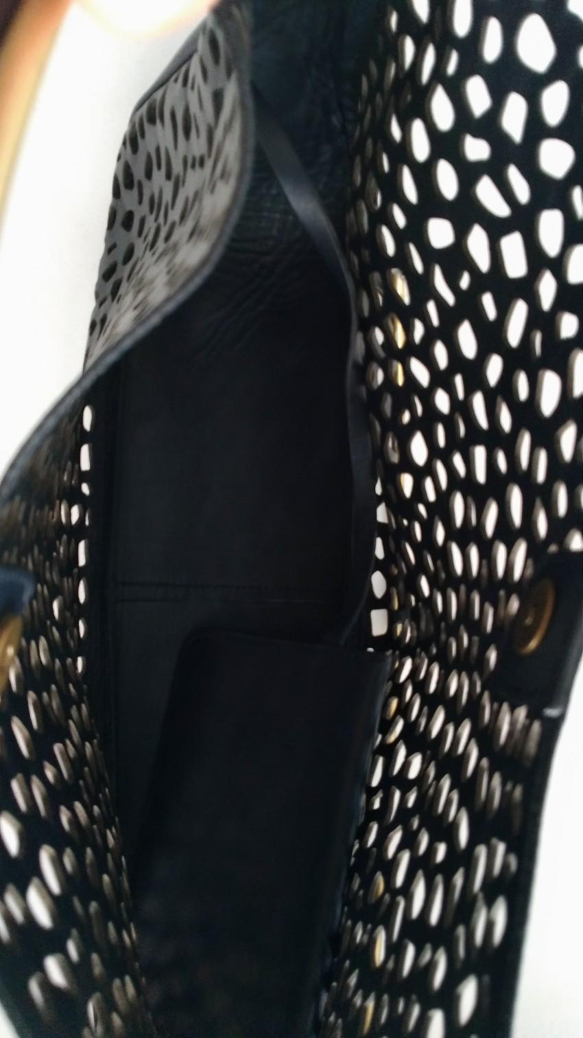 Jil Sander Black Laser Cut Madame Bag