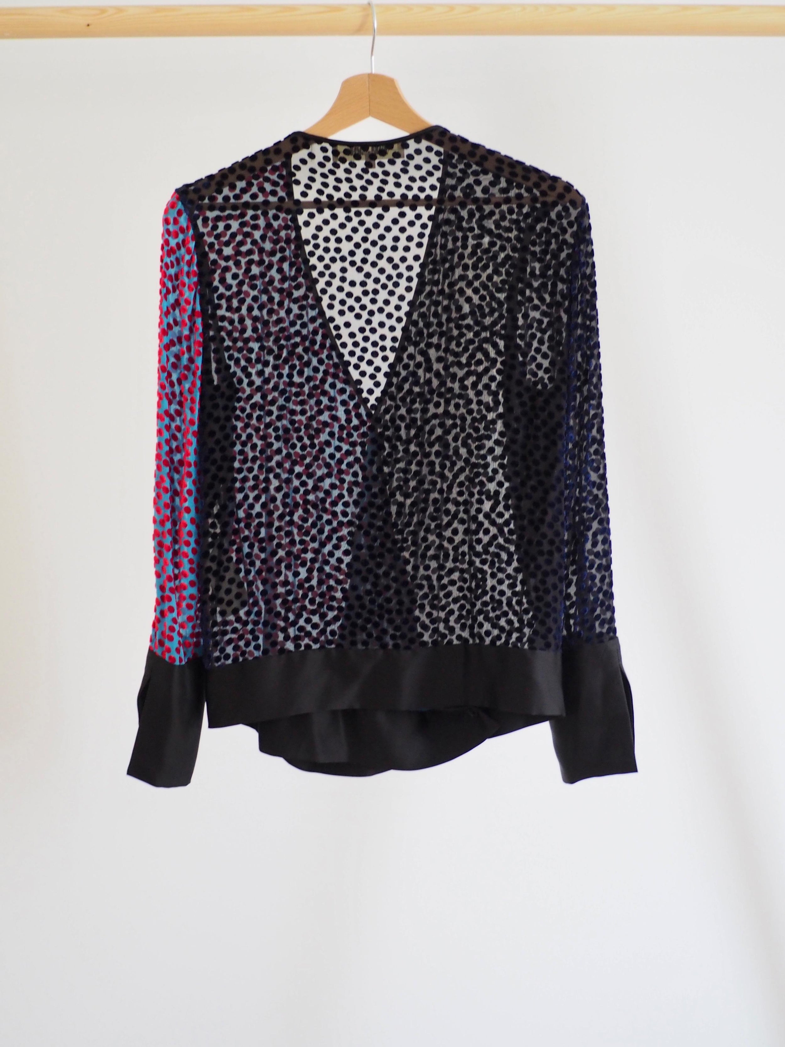 Multicolour Polka Dot Devore Velvet Blouse