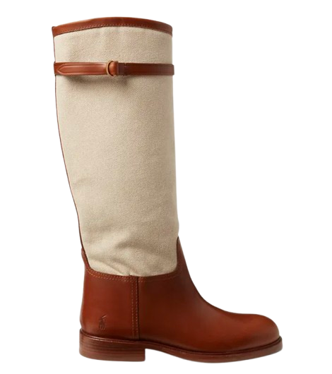 Ralph Lauren Beige Canvas-Leather Riding Boot