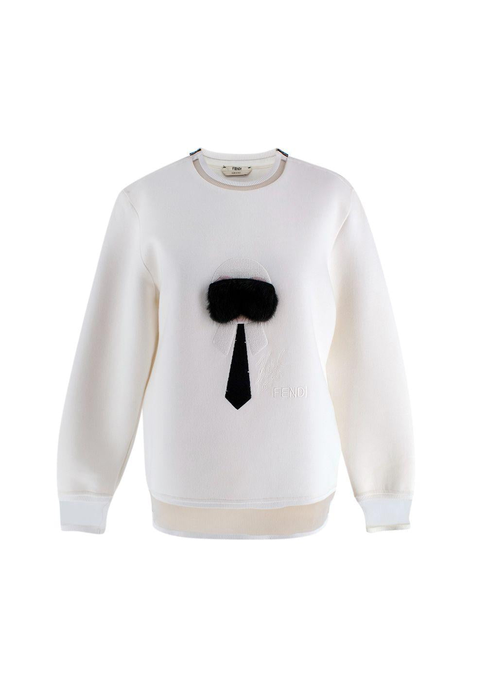 Fendi Cream Karl Loves Fendi Sweatshirt