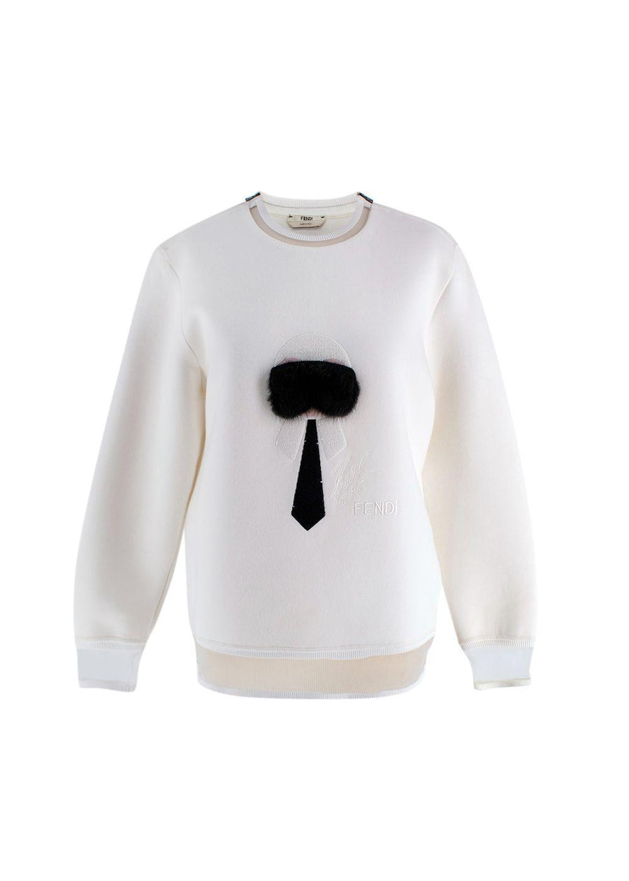 Fendi Cream Karl Loves Fendi Sweatshirt