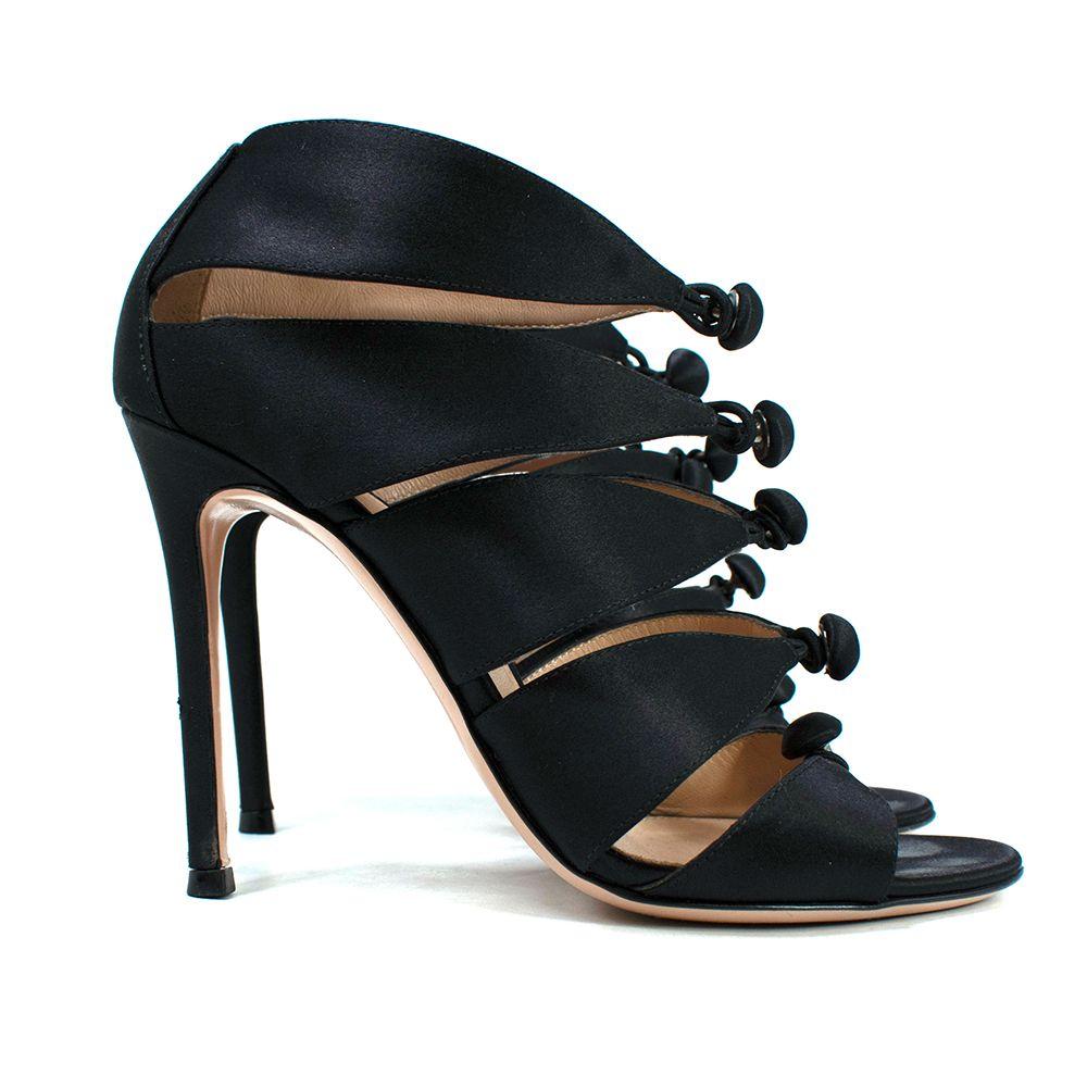 Gianvito Rossi Black Satin Buttoned Heels